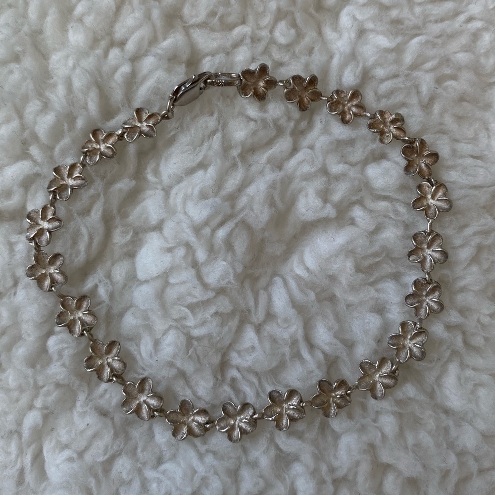 Authentic sterling silver plumeria bracelet